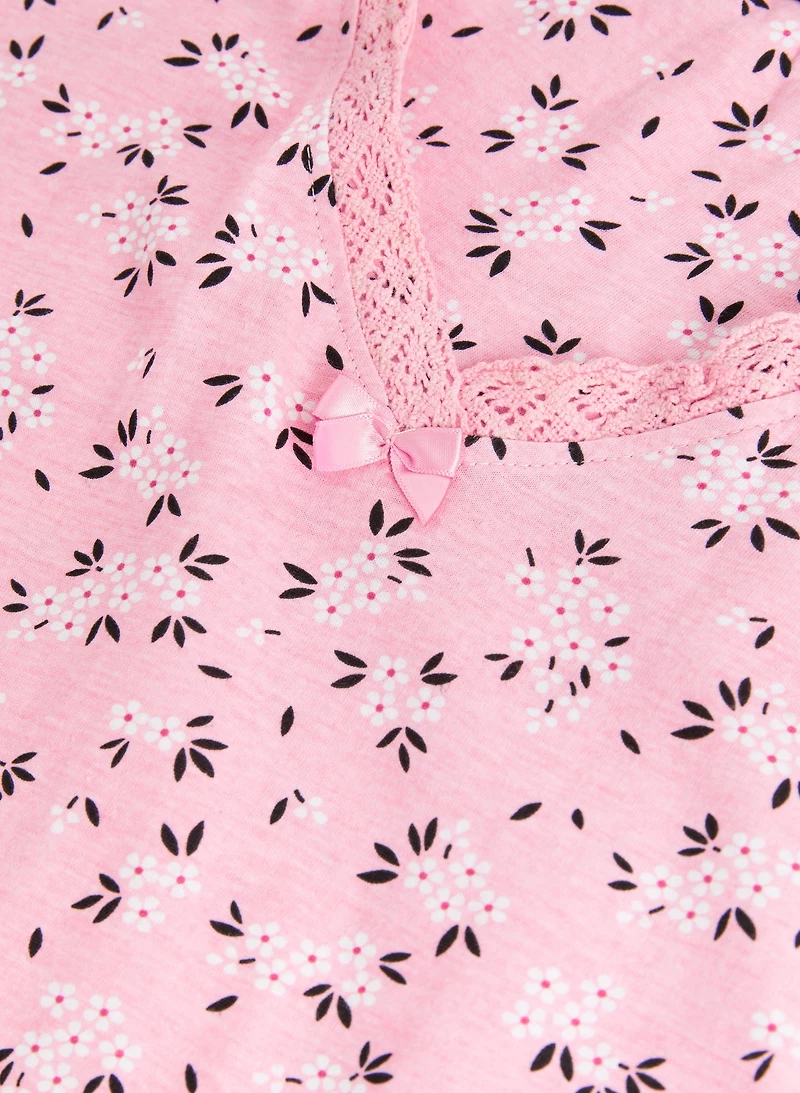 Floral Print Cotton Nightgown