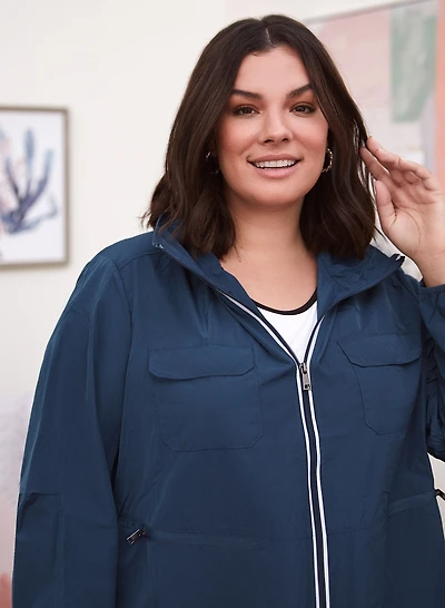 Contrast Zip Raincoat