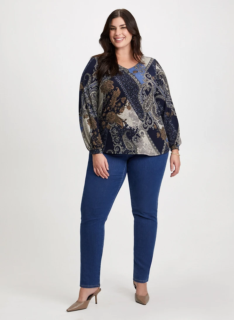 Paisley Top & Straight Leg Jeans