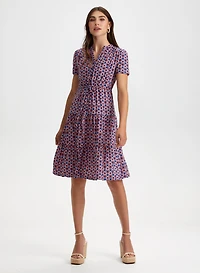 Geometric Print Tiered Midi Dress