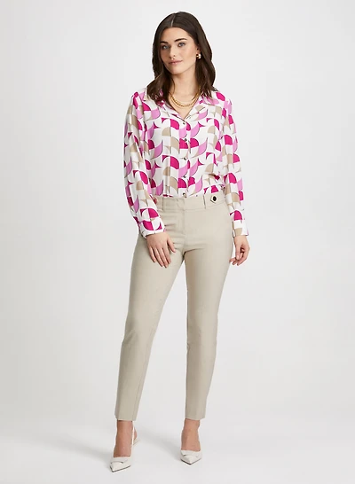 Geometric Motif Blouse & Slim Leg Pants