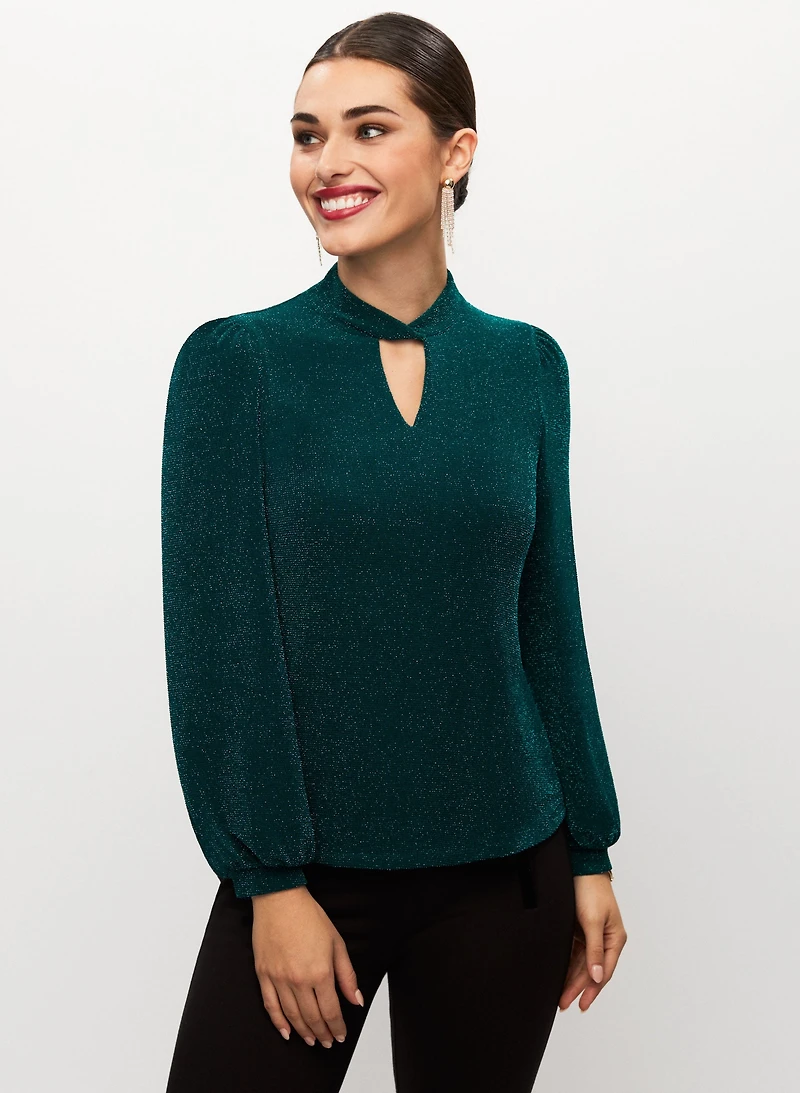 Twist Neck Shimmer Top