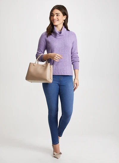 Cable Knit Sweater & Slim Leg Jeans