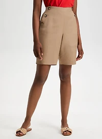 Short à enfiler en lin mélangé