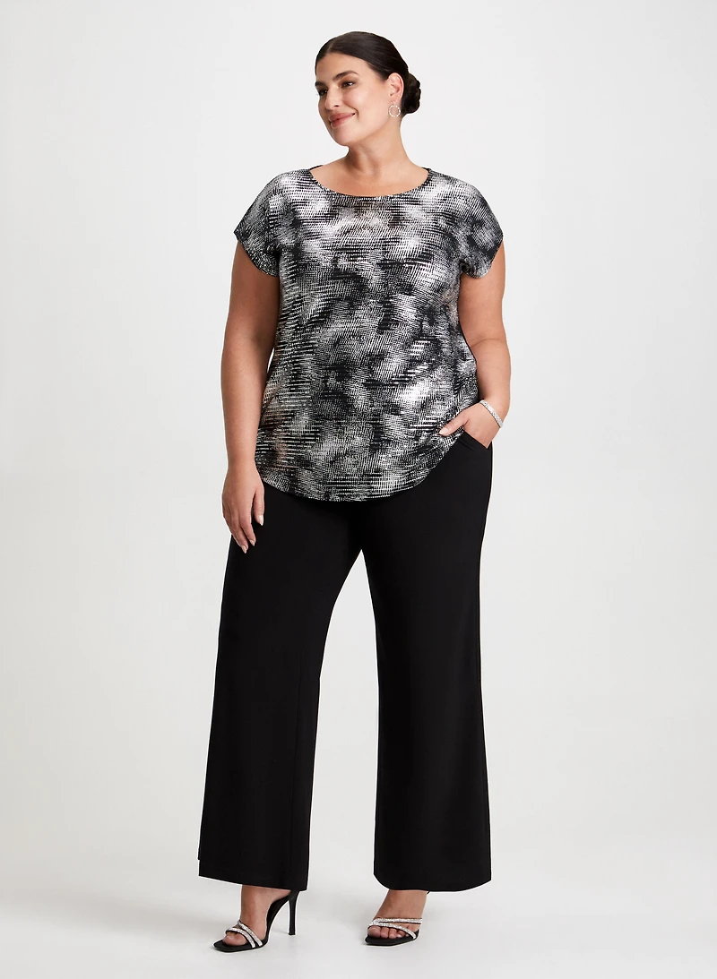 Wide Leg Pants & Metallic Print Top