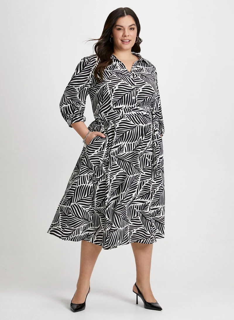 Robe à motif feuilles et anneaux martelés