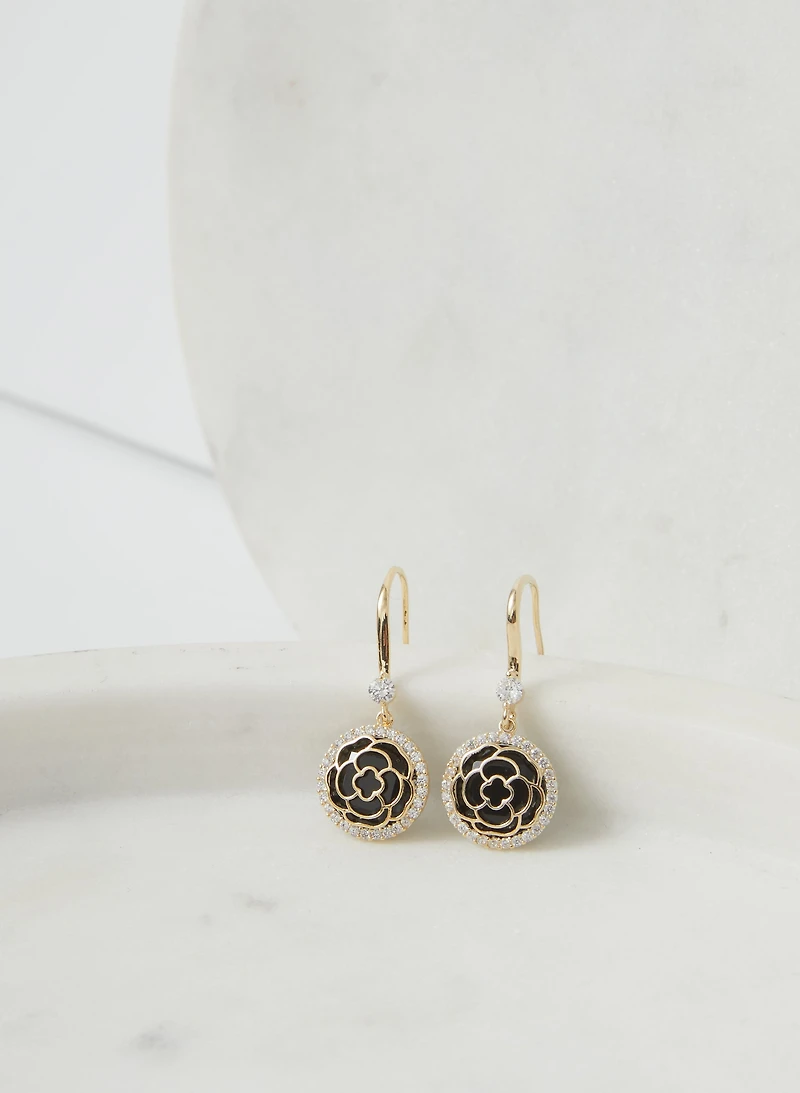 Crystal Flower Drop Earrings