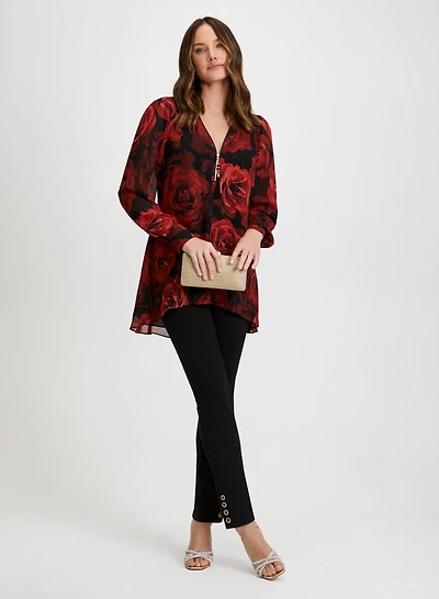 Floral Print Blouse & Slim Leg Pants