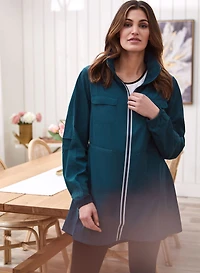 Contrast Zip Raincoat