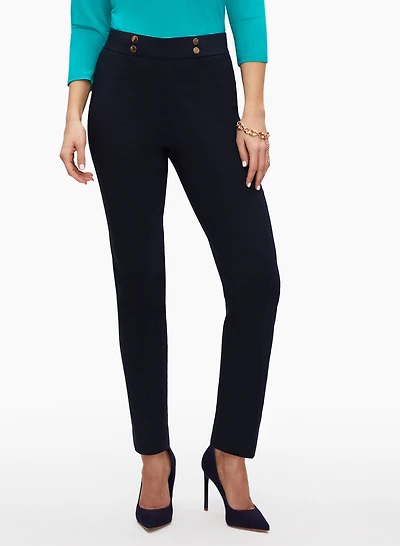 Pull-On Button Detail Pants