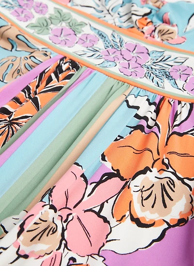 Robe midi à imprimé tropical