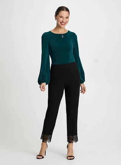 Glitter Top & Lace Trim Pants