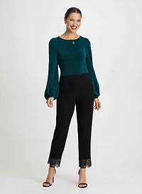 Glitter Top & Lace Trim Pants