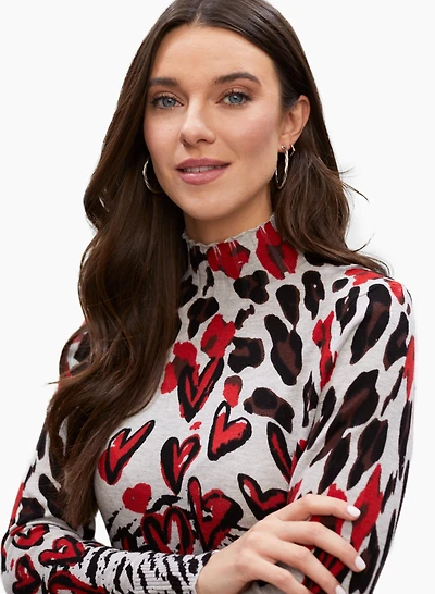 Pull à col dentelé mélange de motifs
