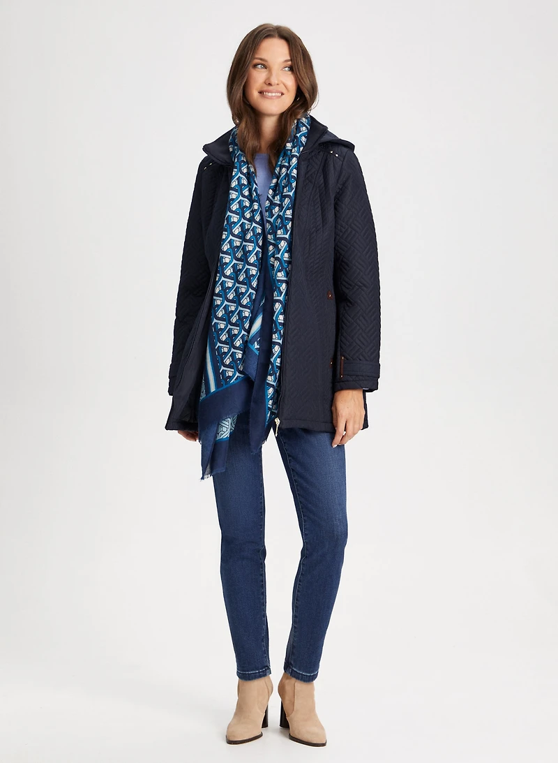 Manteau matelassé mi-long à capuche