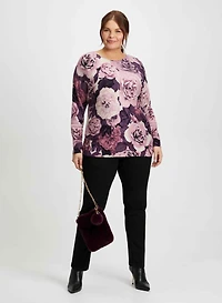 Floral Print Sweater & Slim Leg Jeans