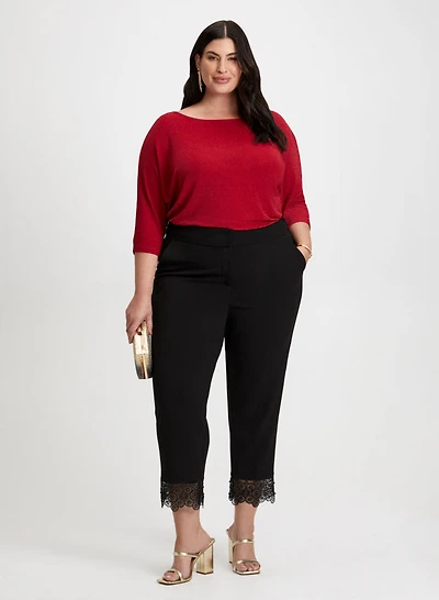 Metallic Top & Lace Trim Pants