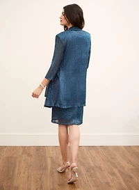 Metallic Plisse Dress & Jacket Set