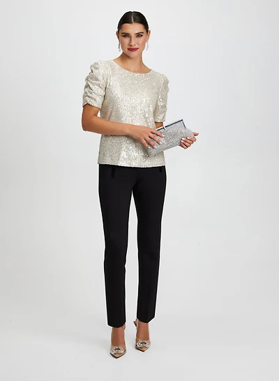 Sequin Top & Bow Detail Pants