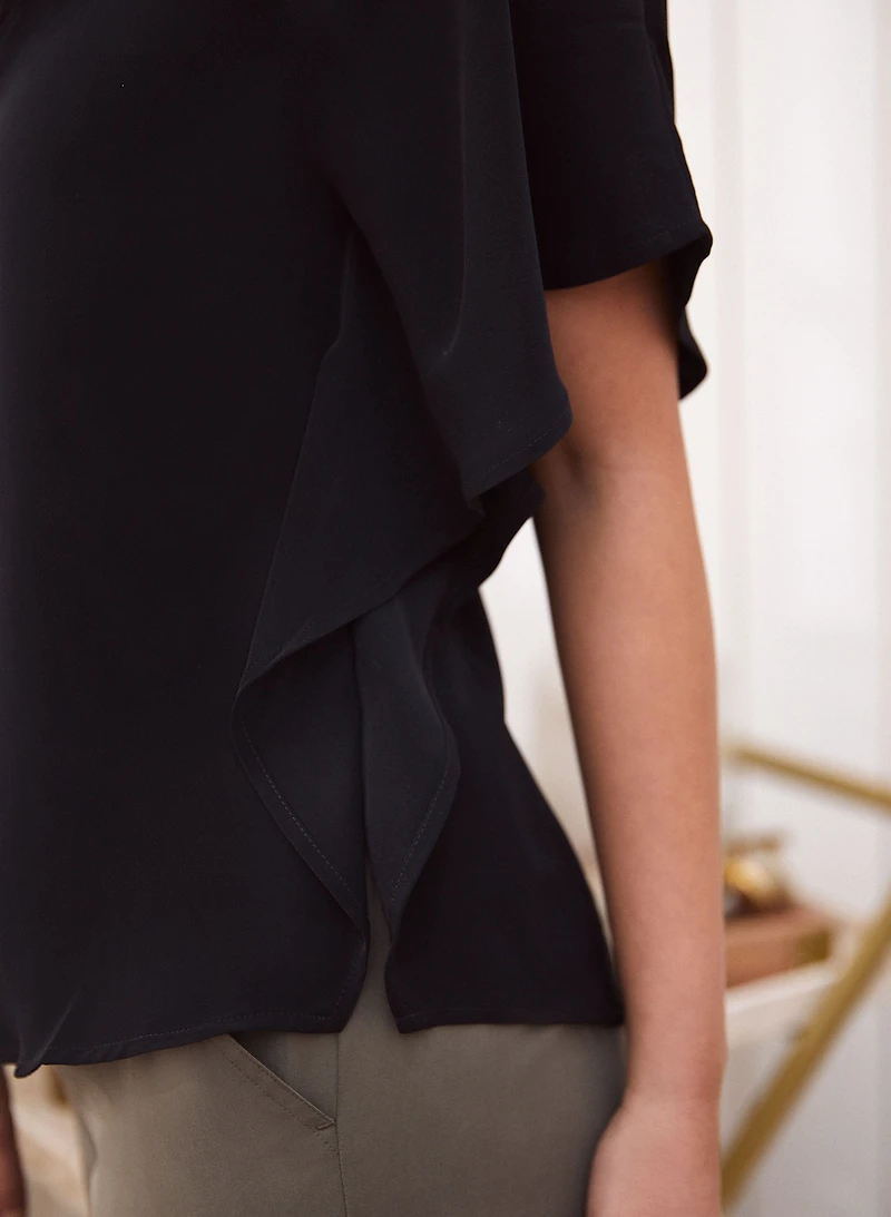 Blouse de style poncho à détail volanté