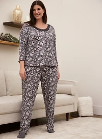 Ensemble pyjama haut et pantalon à motif floral