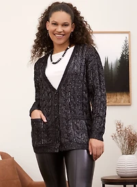 Cardigan court à boutons et poches