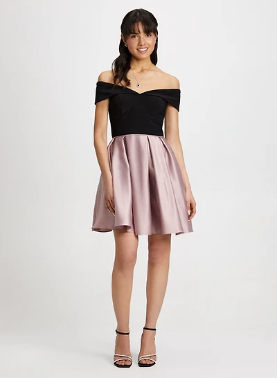 Off-the-Shoulder Dress & Pendant Necklace