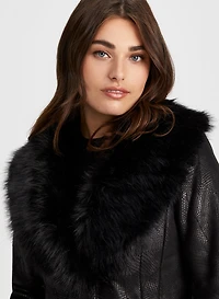 Embossed Faux Shearling Coat