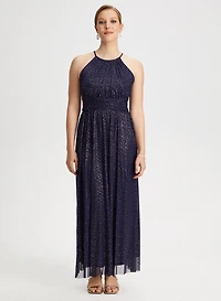 Robe longue à pois métalliques