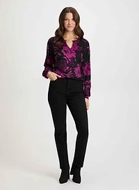 Floral Print Top & Straight Leg Jeans