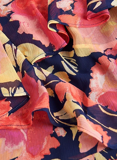 Ruffle Detail Floral Print Dress