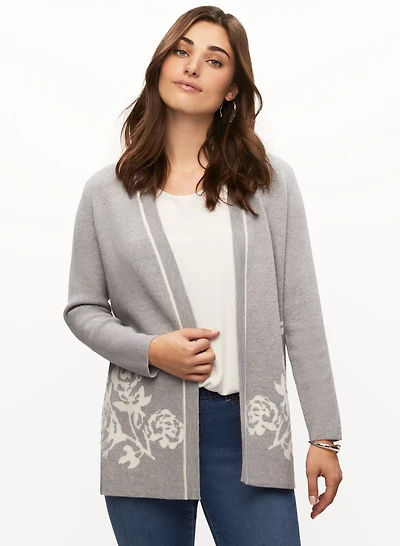 Cardigan en tricot à motif floral