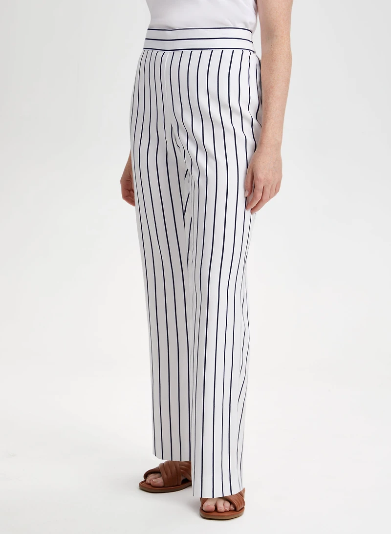 Pantalon à enfiler jambe droite rayures