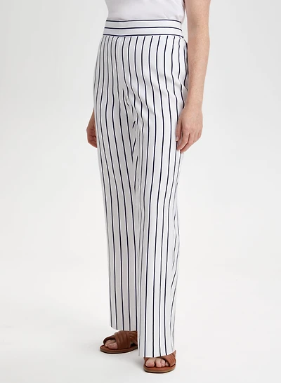 Pantalon à enfiler jambe droite rayures
