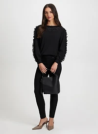Ruffle Sleeve Top & Pull-On Jeans