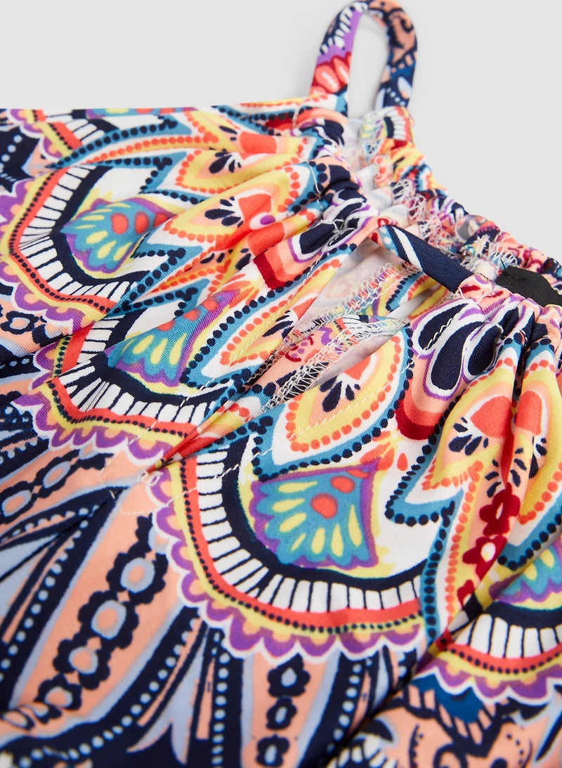 Floral Tile Motif Maxi Dress