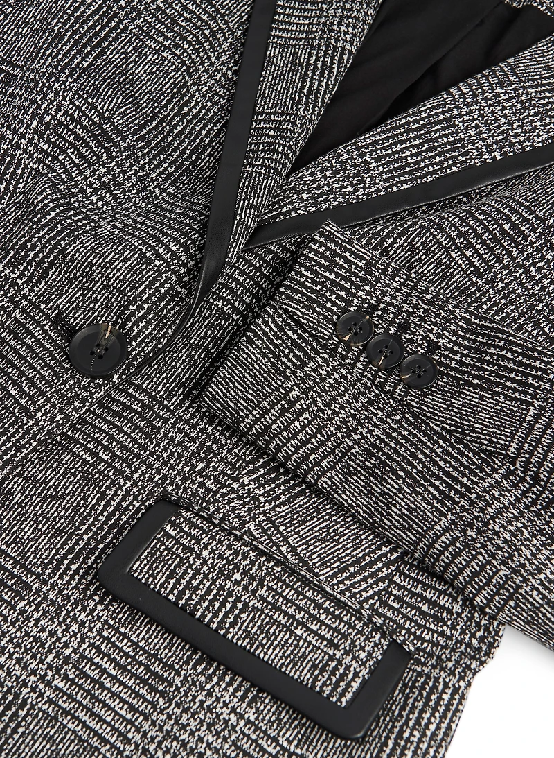 Veste à col cranté et motif pied-de-poule