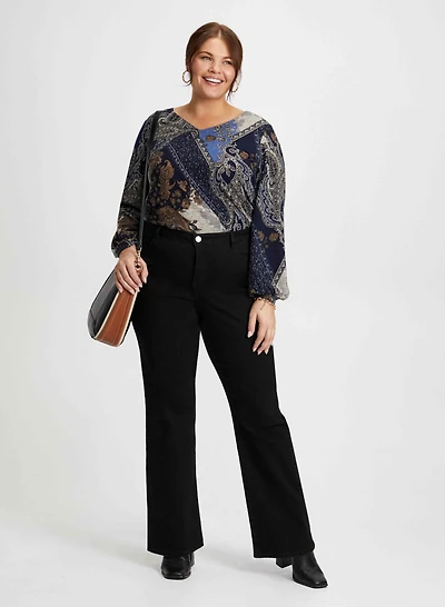 Paisley Print Top & Bootcut Jeans
