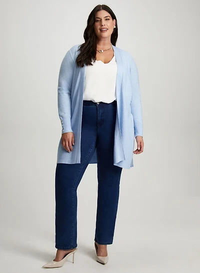 Stitch Detail Cardigan, Sleeveless Blouse & Jeans