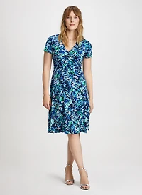 Ruched Details Floral Dress
