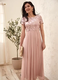 Short Sleeve Sequin Detail Dress