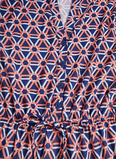 Robe midi à col fendu et jupe étagée