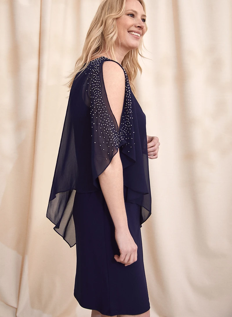Robe poncho à détails en strass