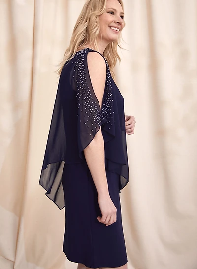 Robe poncho à détails en strass