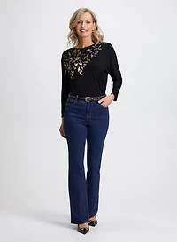 Foil Dolman Top & Bootcut Jeans