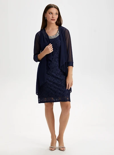 Ensemble veste et robe à broderies