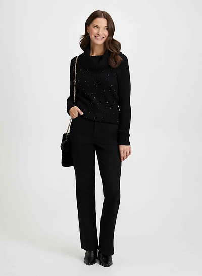 Cowl Neck Sweater & Bootcut Jeans