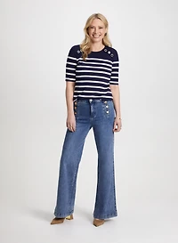 Striped Top & Wide Leg Jeans