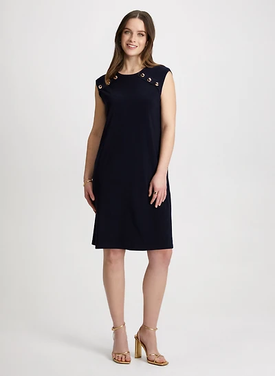 Decorative Button A-Line Dress