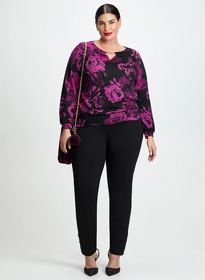 Floral Blouse & Straight Leg Pants